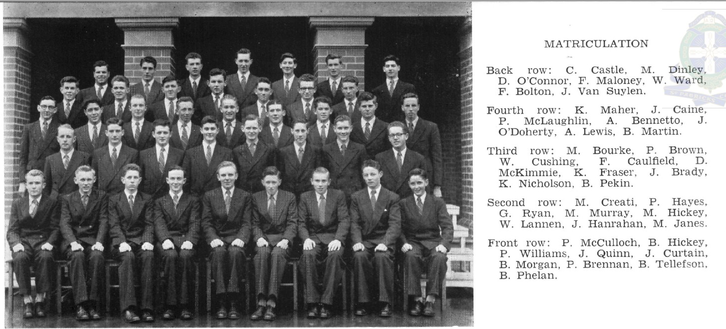 Jim Hanrahan Matriculation 1956 College Annual St Patrick's College